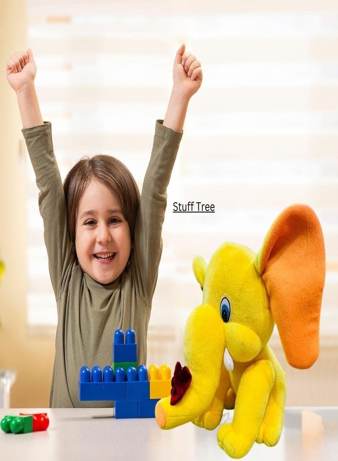 Stuff Tree Plush Sitting Elephant Soft Toy, Yellow, Height with Bow Tie, 30 CM - Image 3